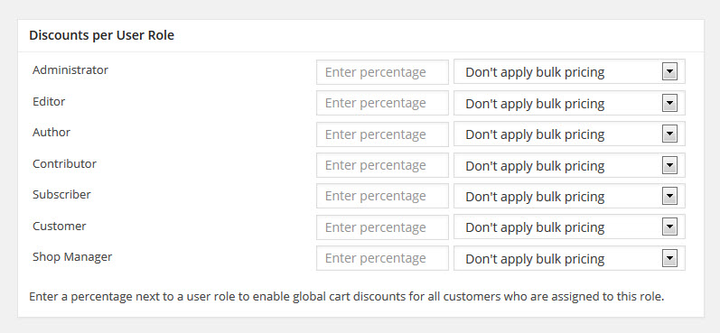discount per user role