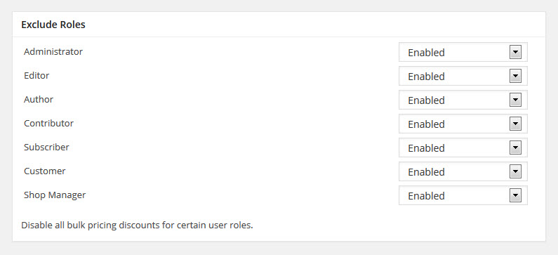 enable-disable discounts for user roles